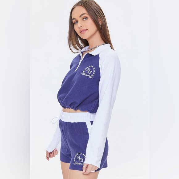 Forever 21 colorblock sweater EMBROIDERED BEVERLY HILLS PULLOVER - Picture 4 of 7